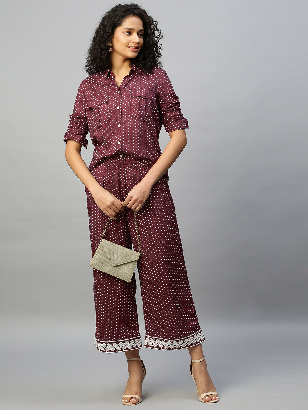 Rayon Dot Print Slim Fit Shirt