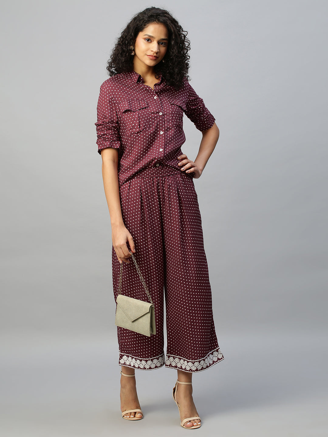 Rayon Dot Print Slim Fit Shirt