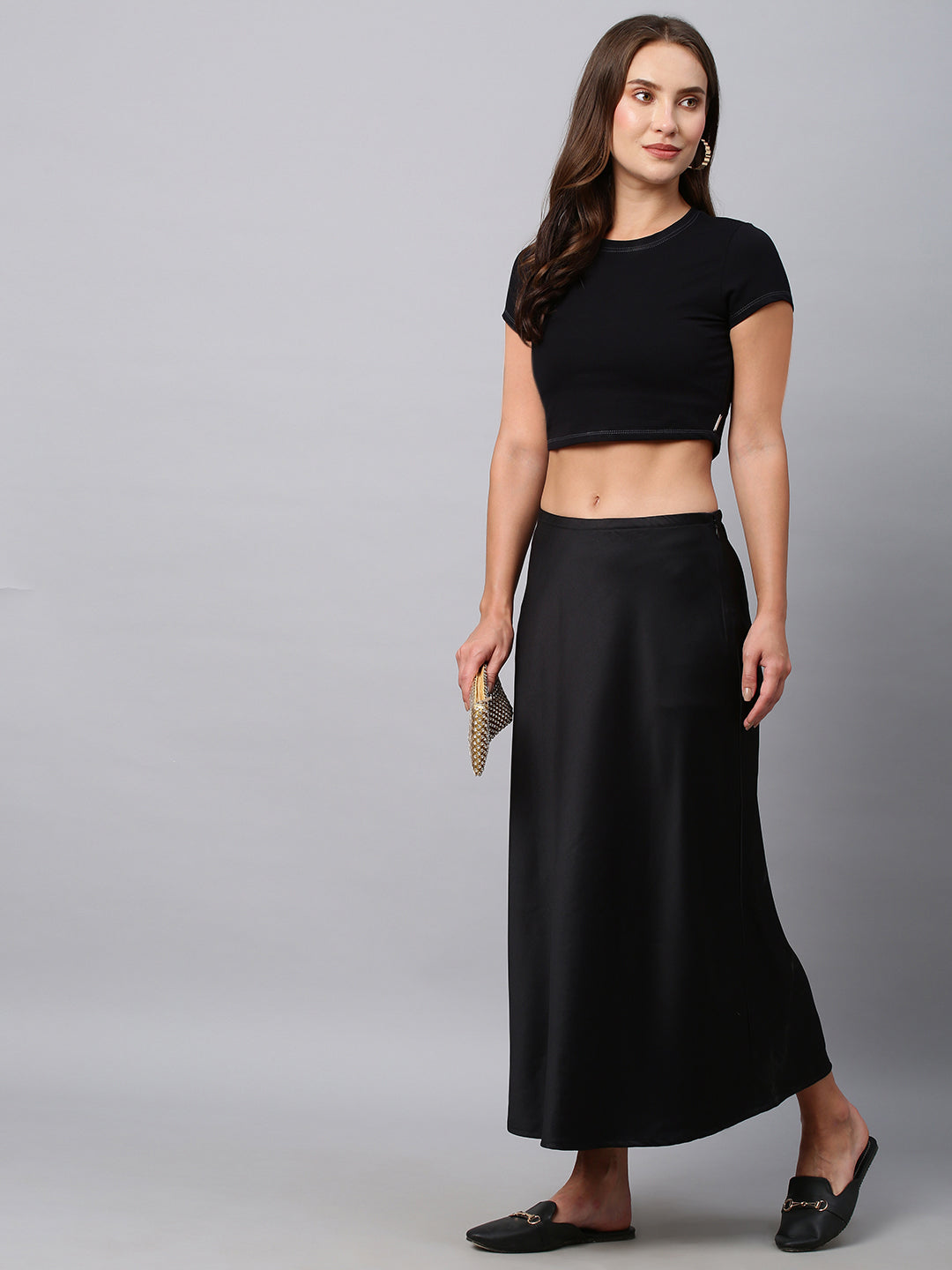 Silk Satin Bias Cut Skirt