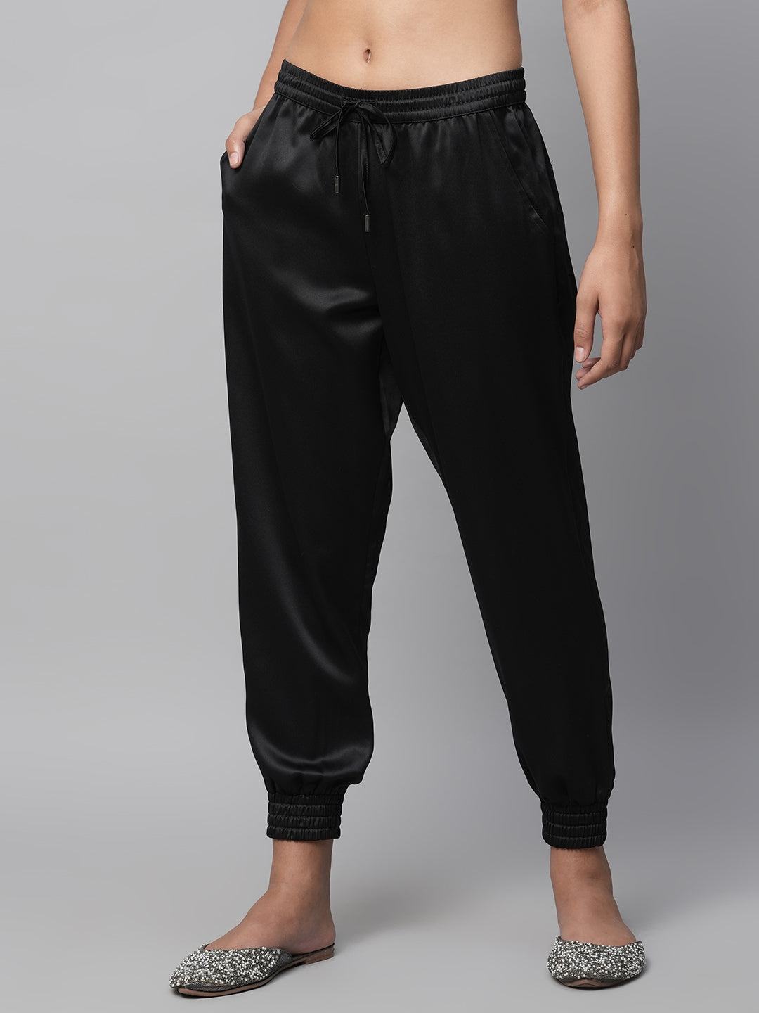 Pull On Elasticated Satin Evening Joggers