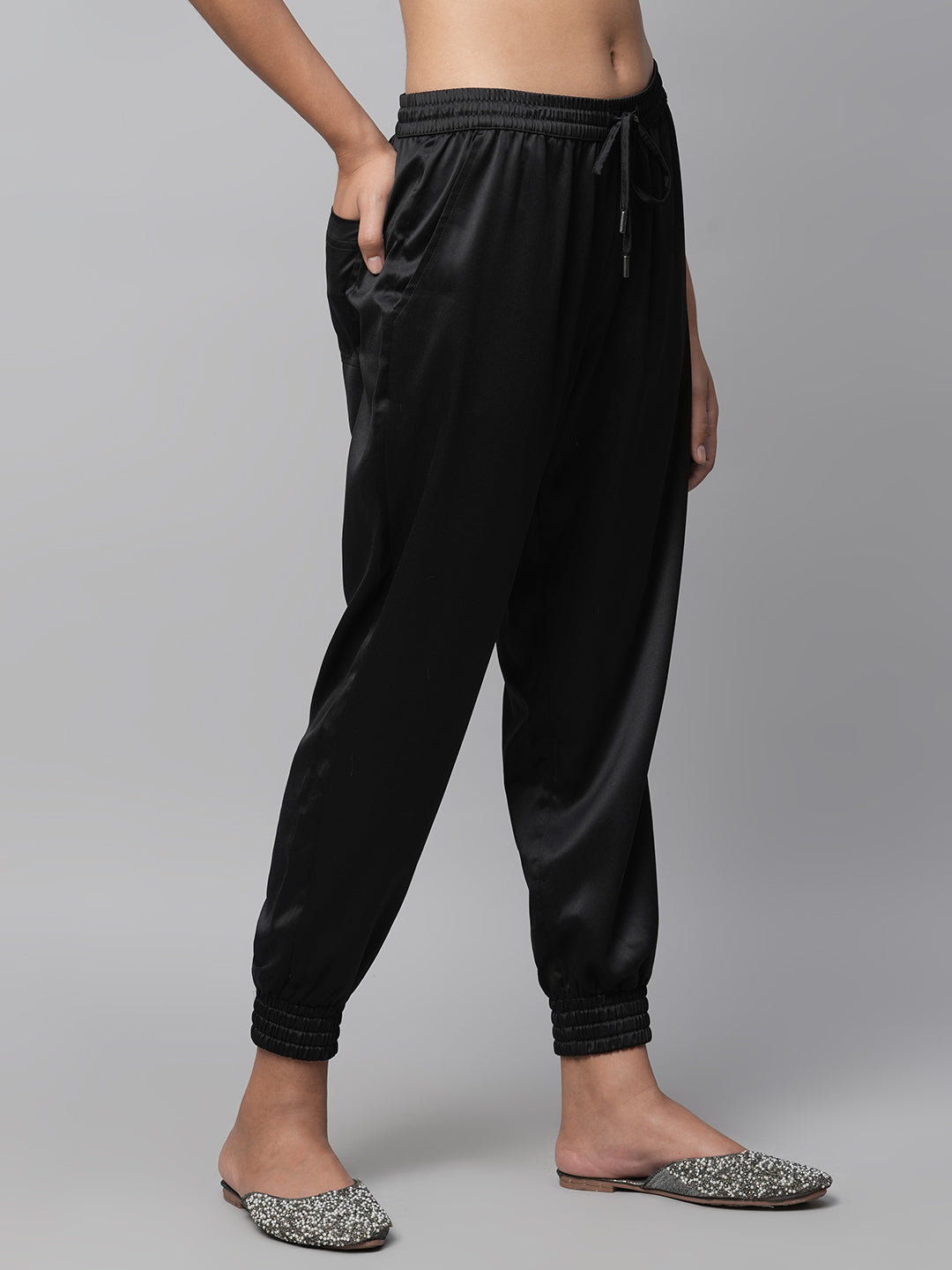 Pull On Elasticated Satin Evening Joggers