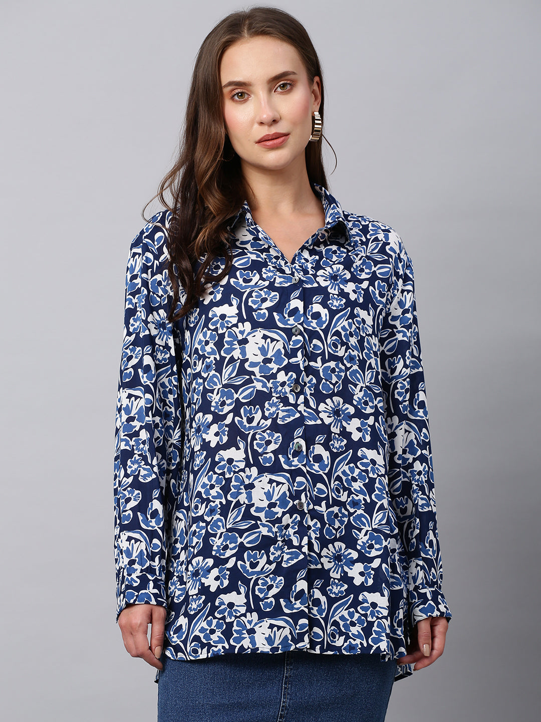 Modal Printed Straight Fit Shirt