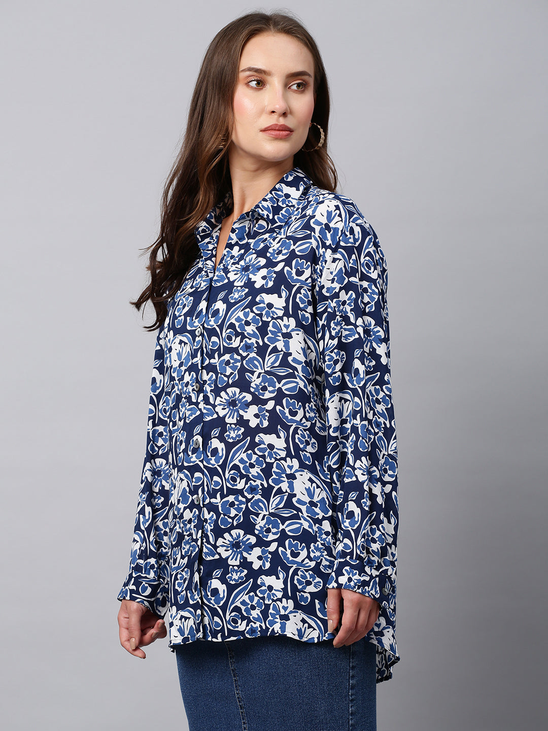 Modal Printed Straight Fit Shirt