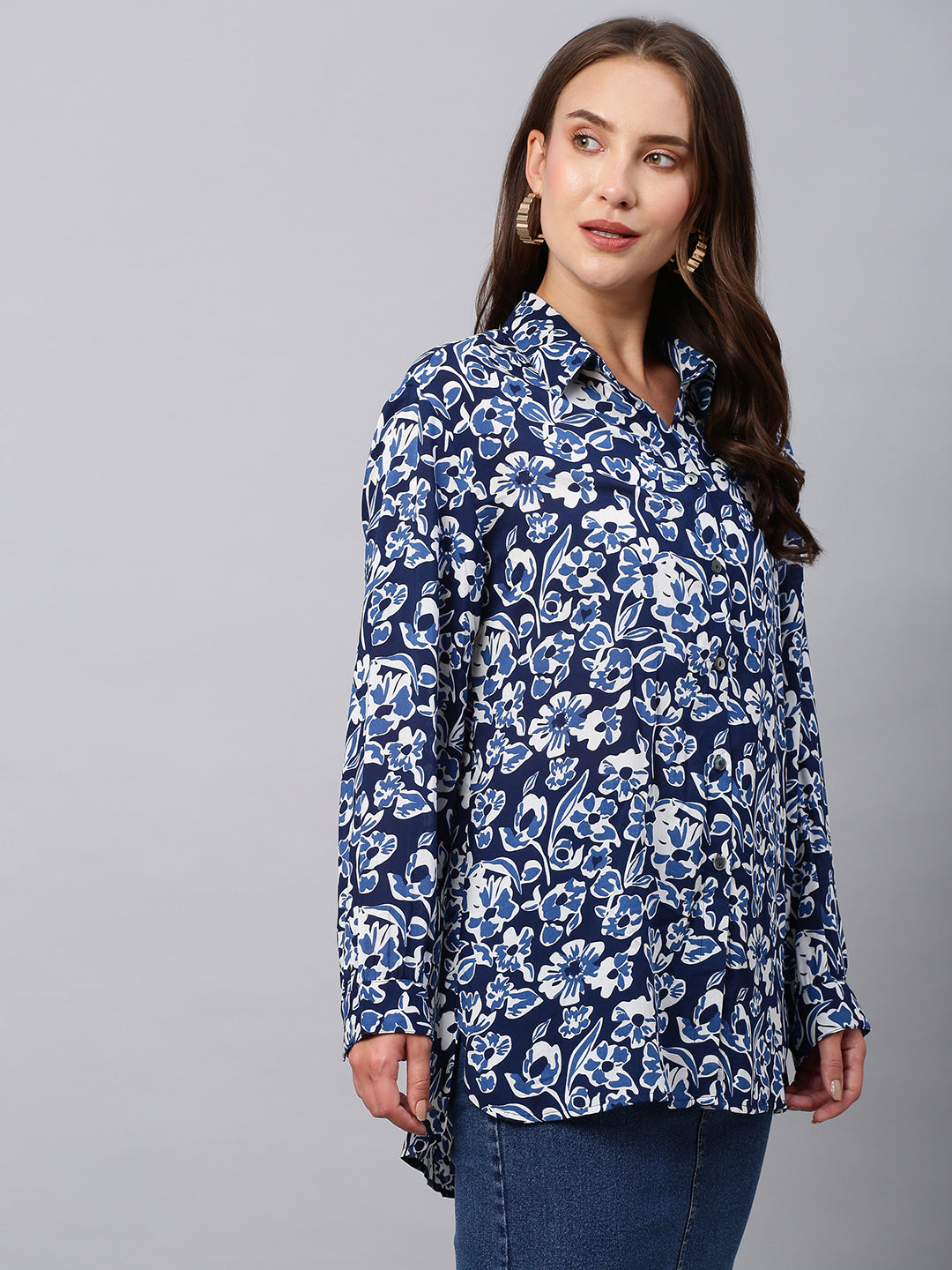 Modal Printed Straight Fit Shirt