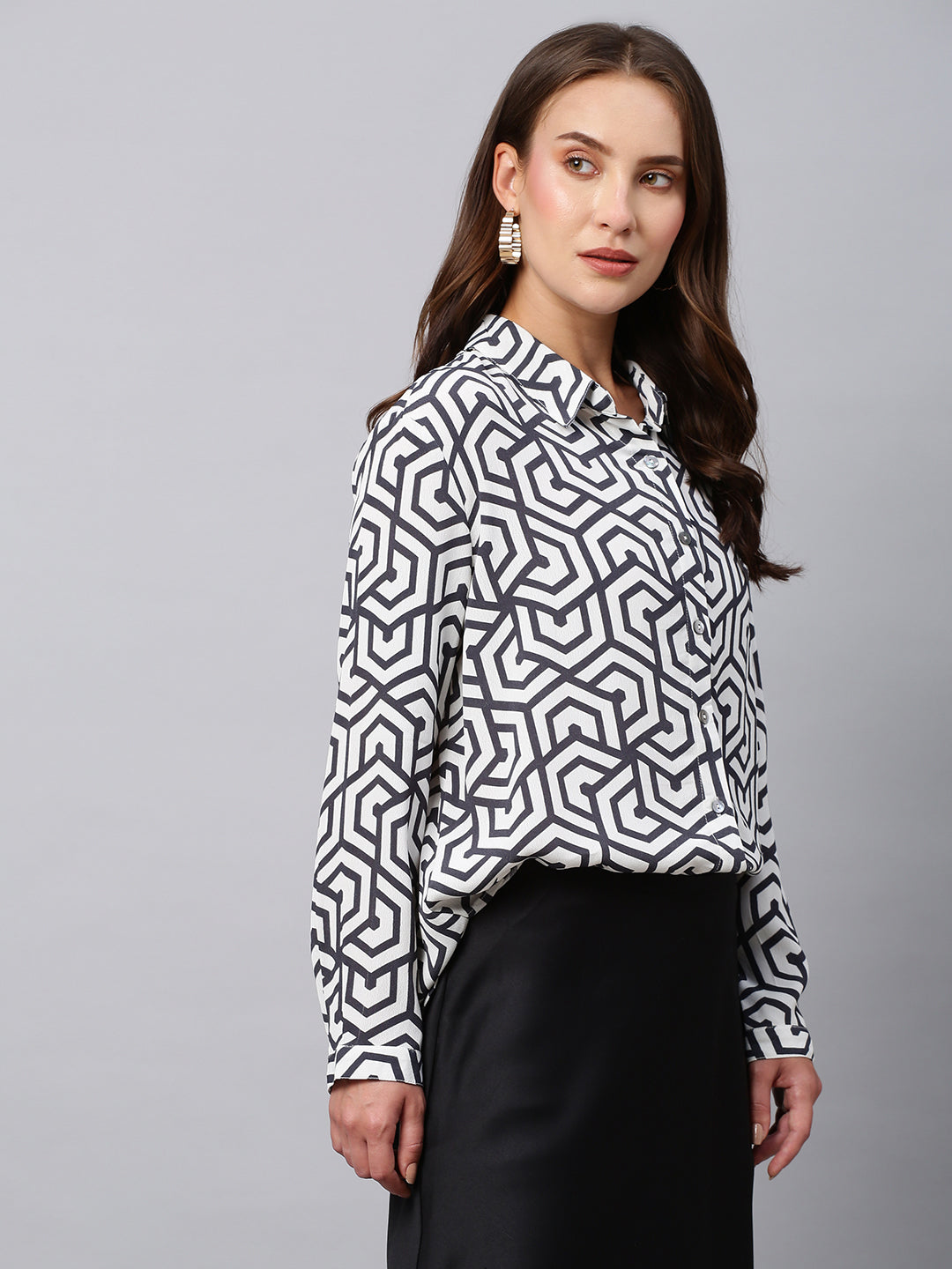 Viscose Crepe Graphic  Printed Shirt