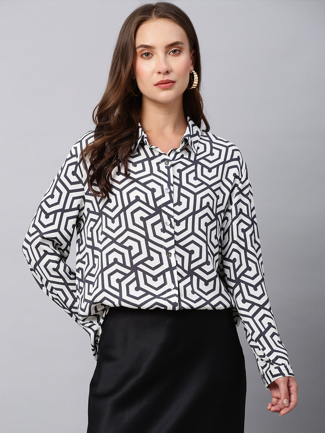 Viscose Crepe Graphic  Printed Shirt
