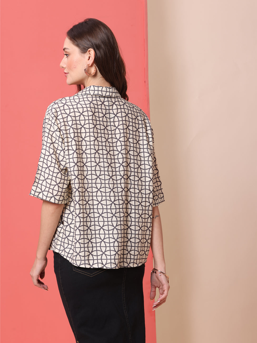 CHKRA PRINTED CRUSHED VISCOSE POLYAMIDE FLUID SHIRT