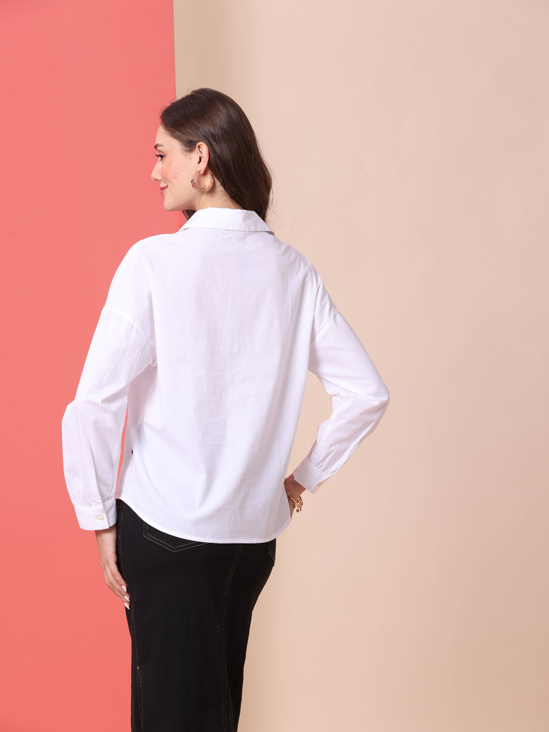 POPLIN DROP SHOULDER LOOSE FIT SHIRT