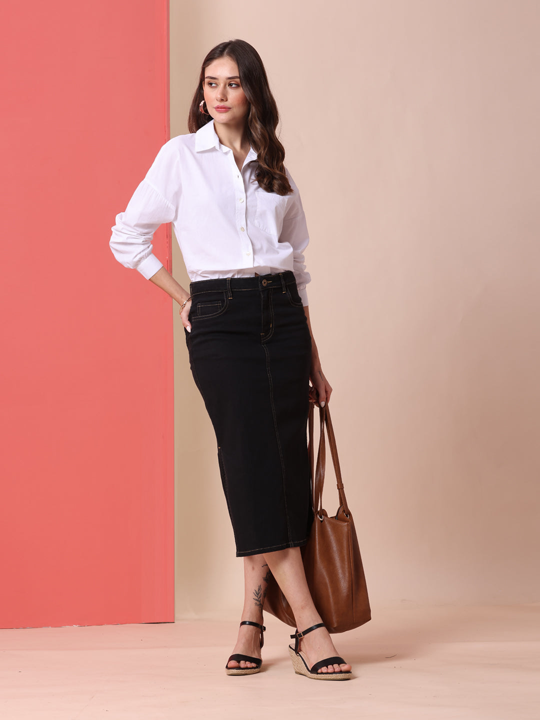 POPLIN DROP SHOULDER LOOSE FIT SHIRT