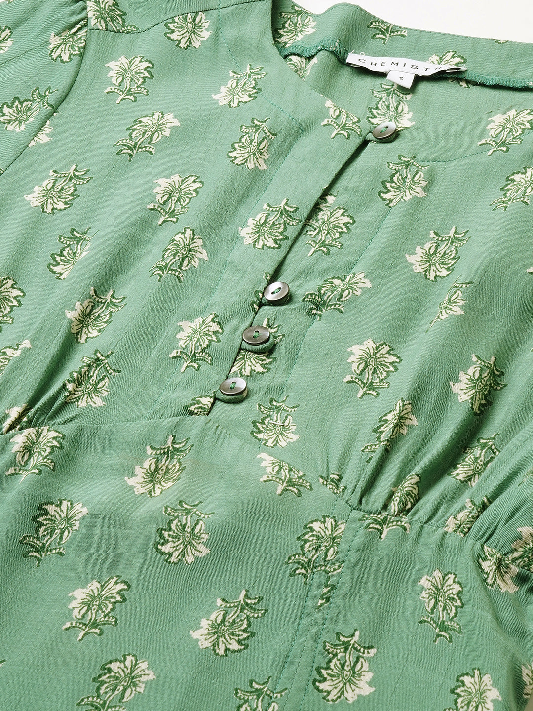 BUTTI PRINTED VISCOSE CREPE BASQUE DRESS