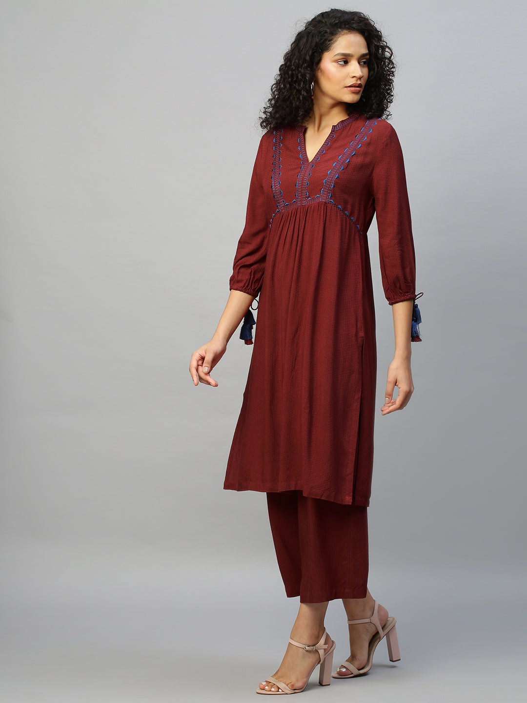 Rayon Dobby Embroidered Kurta Set