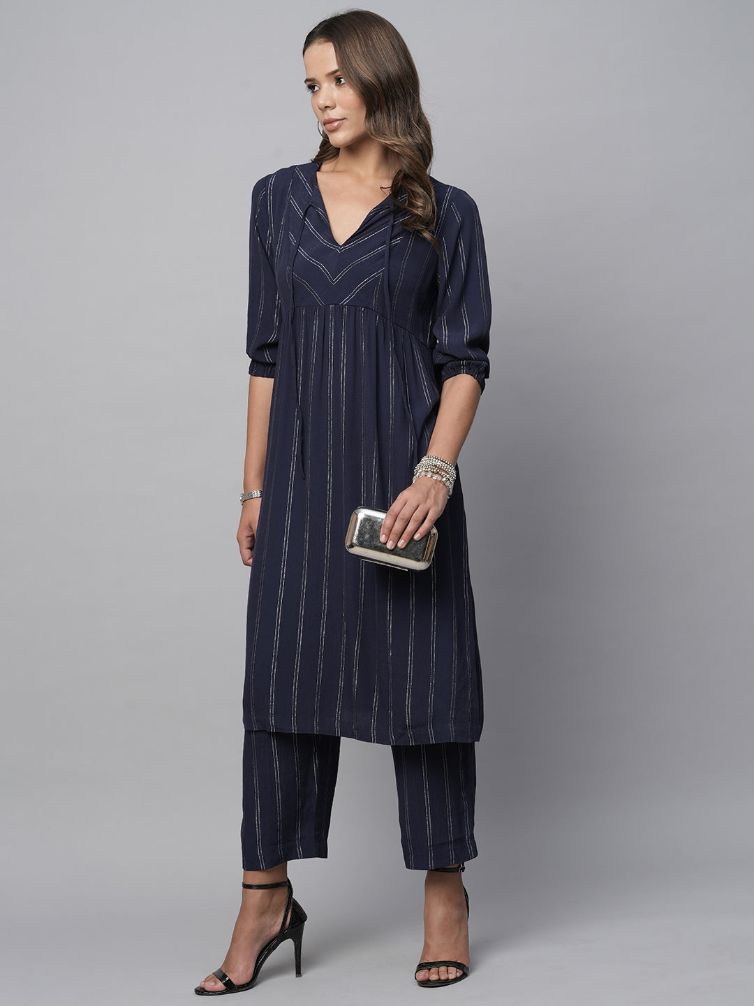 Viscose Lurex Crepe Kurta Set