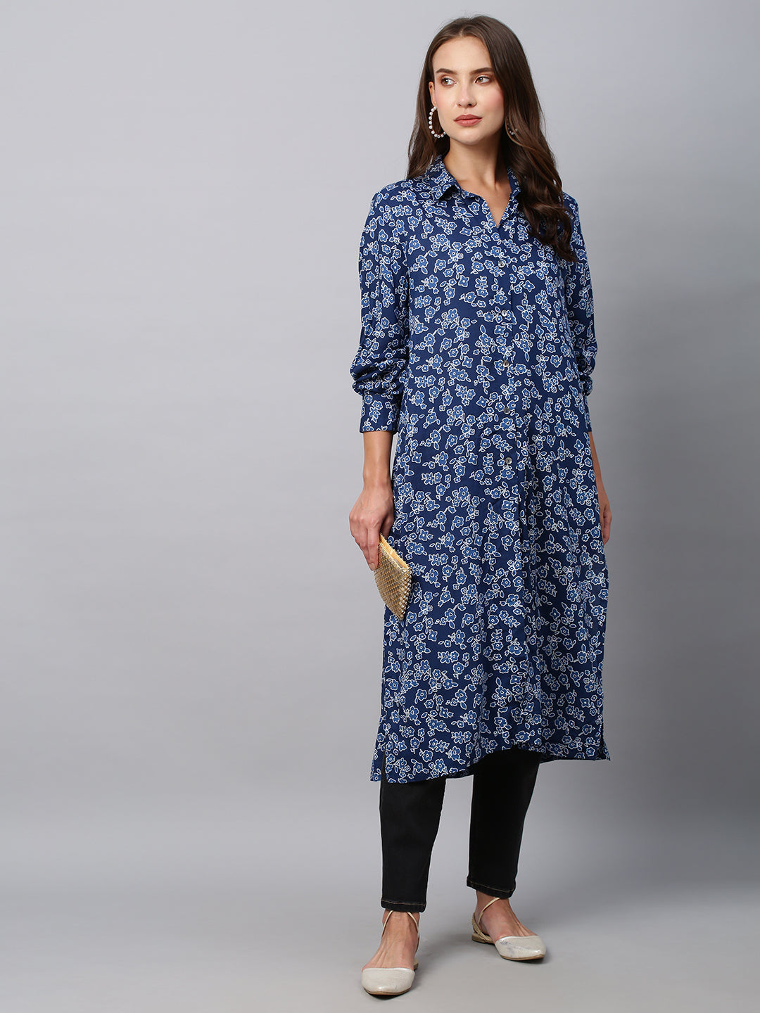 Modal Printed Shirt Style Kurta