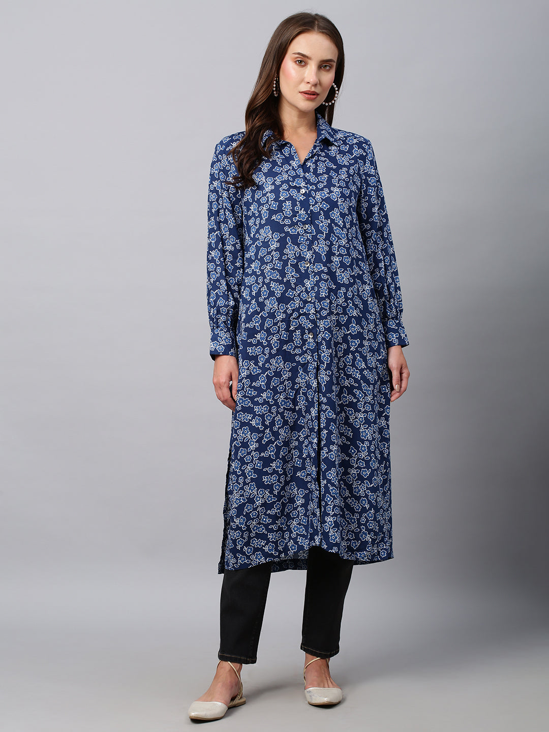 Modal Printed Shirt Style Kurta