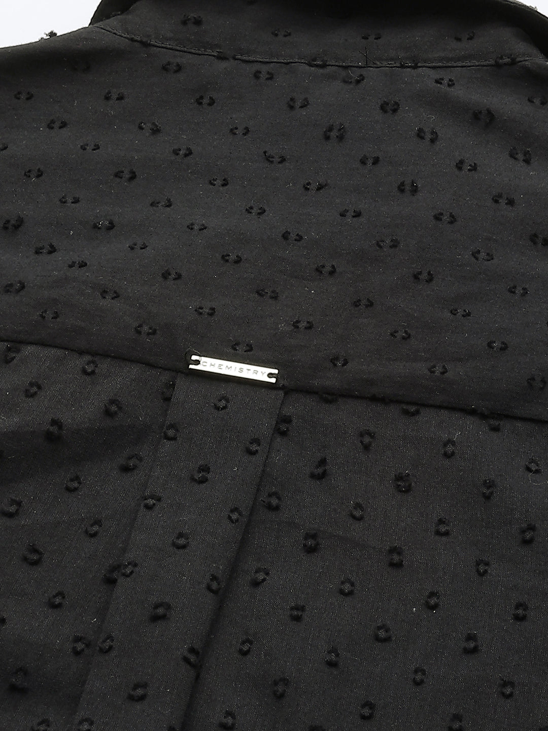 Cotton Swiss Dot Dobby Essential Black Shirt