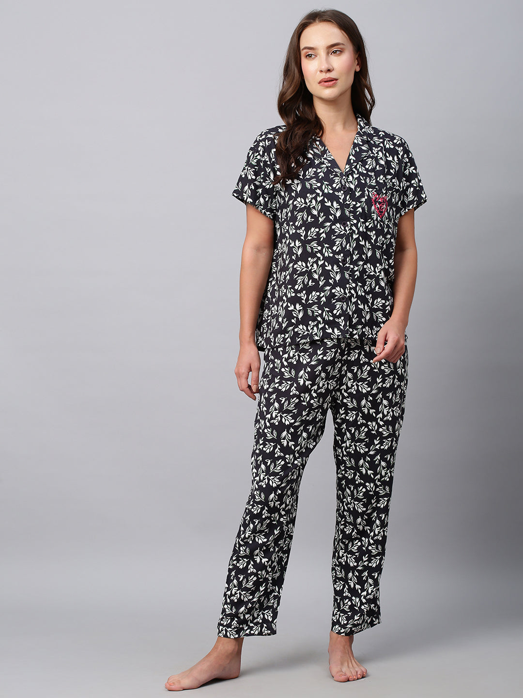 Floral Printed Rayon Nightsuit