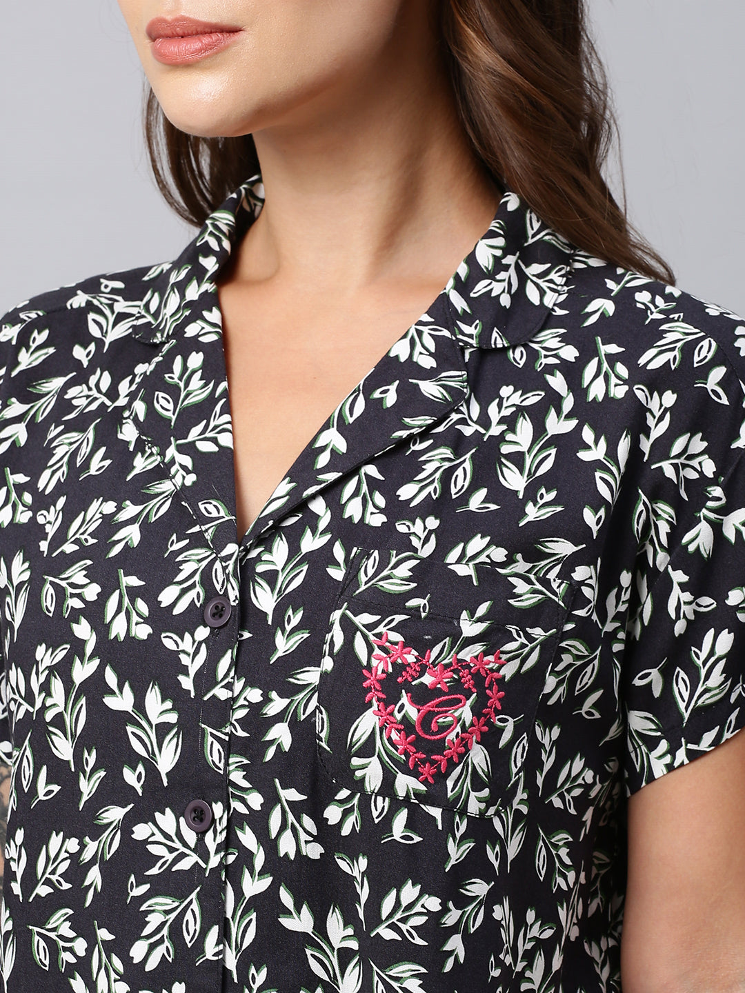 Floral Printed Rayon Nightsuit