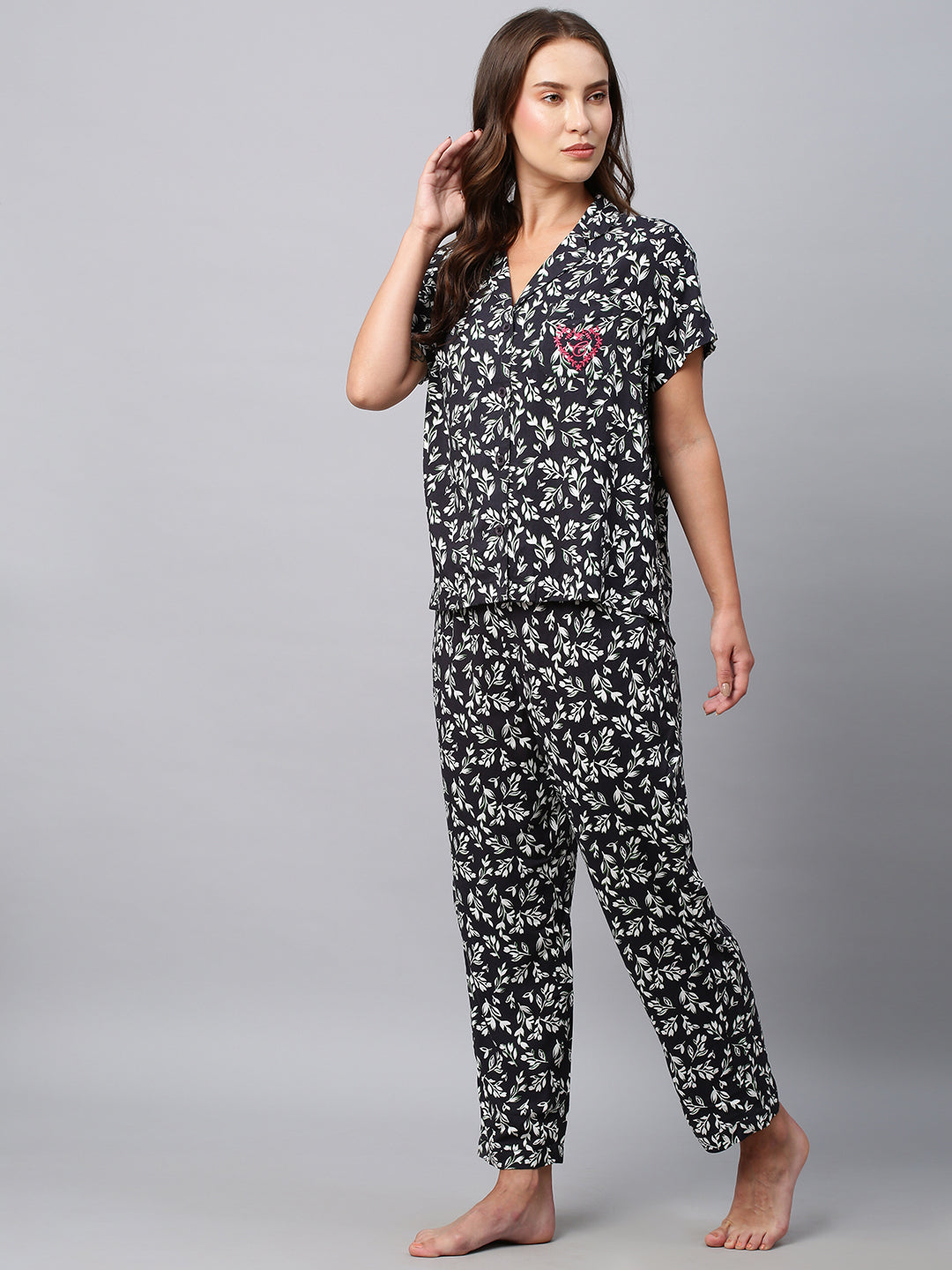 Floral Printed Rayon Nightsuit