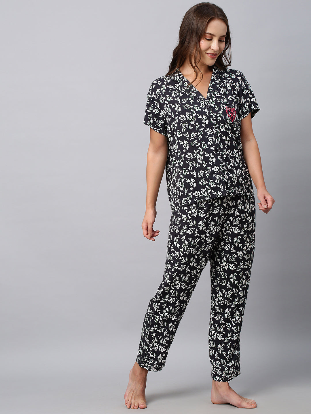 Floral Printed Rayon Nightsuit