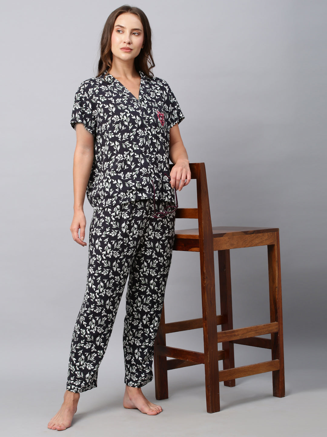 Floral Printed Rayon Nightsuit