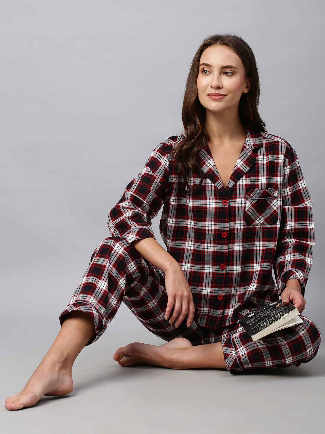 Brushed Plaid Pyjama Night Suit