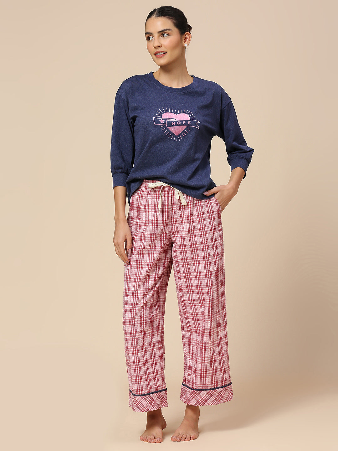PRINTED JERSEY TEE & SEERSUCKER PJ'S NIGHTSUIT SET
