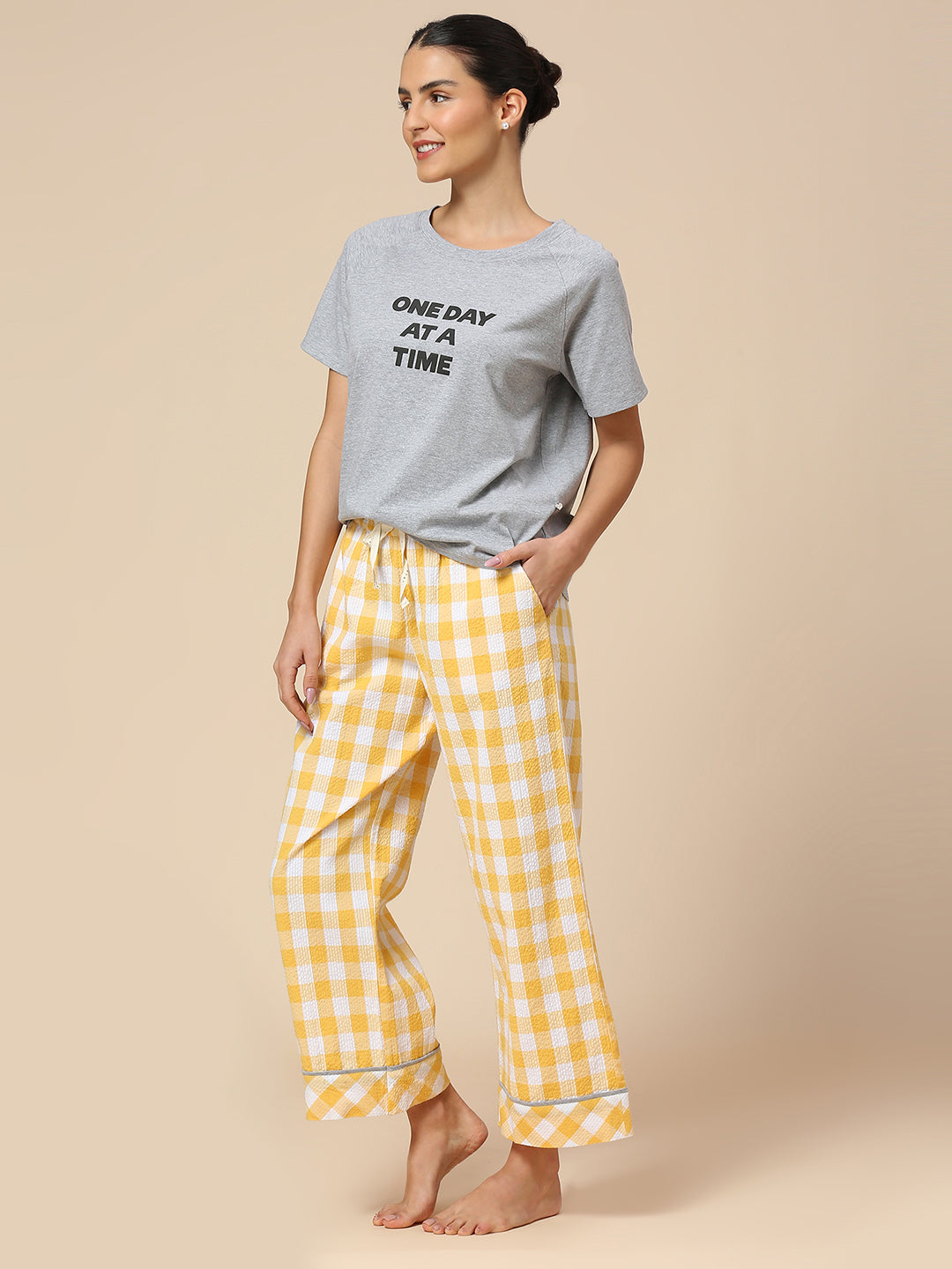PRINTED JERSEY TEE & SEERSUCKER PJ'S NIGHTSUIT SET