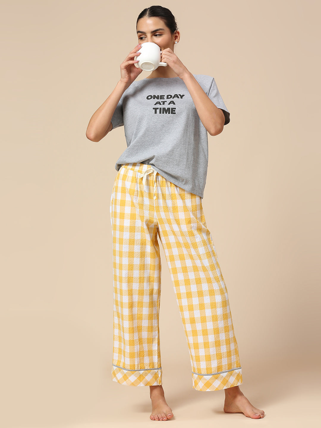 PRINTED JERSEY TEE & SEERSUCKER PJ'S NIGHTSUIT SET