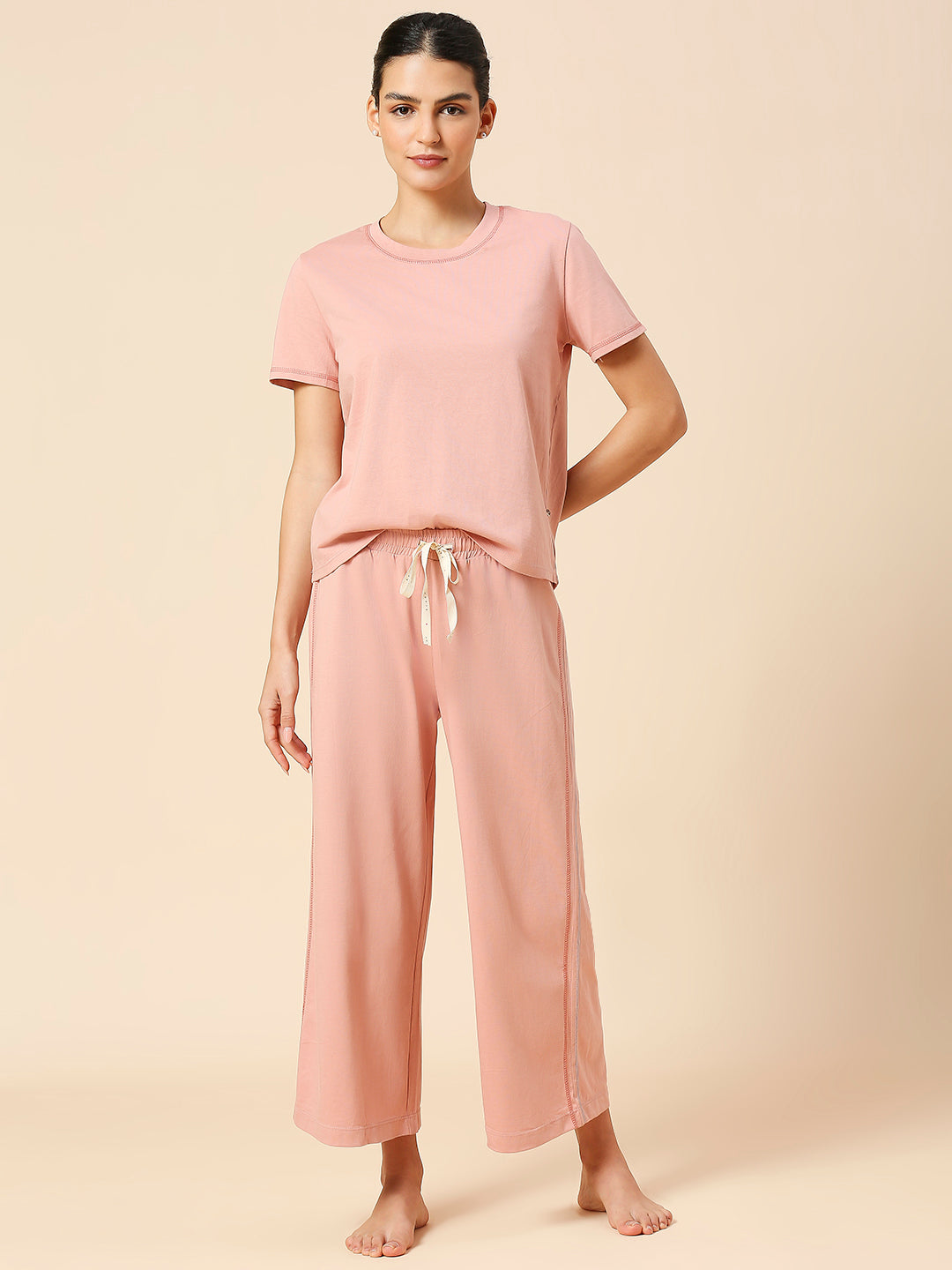 COTTON JERSEY TEE & WIDE CROPPED LEG PJ SET