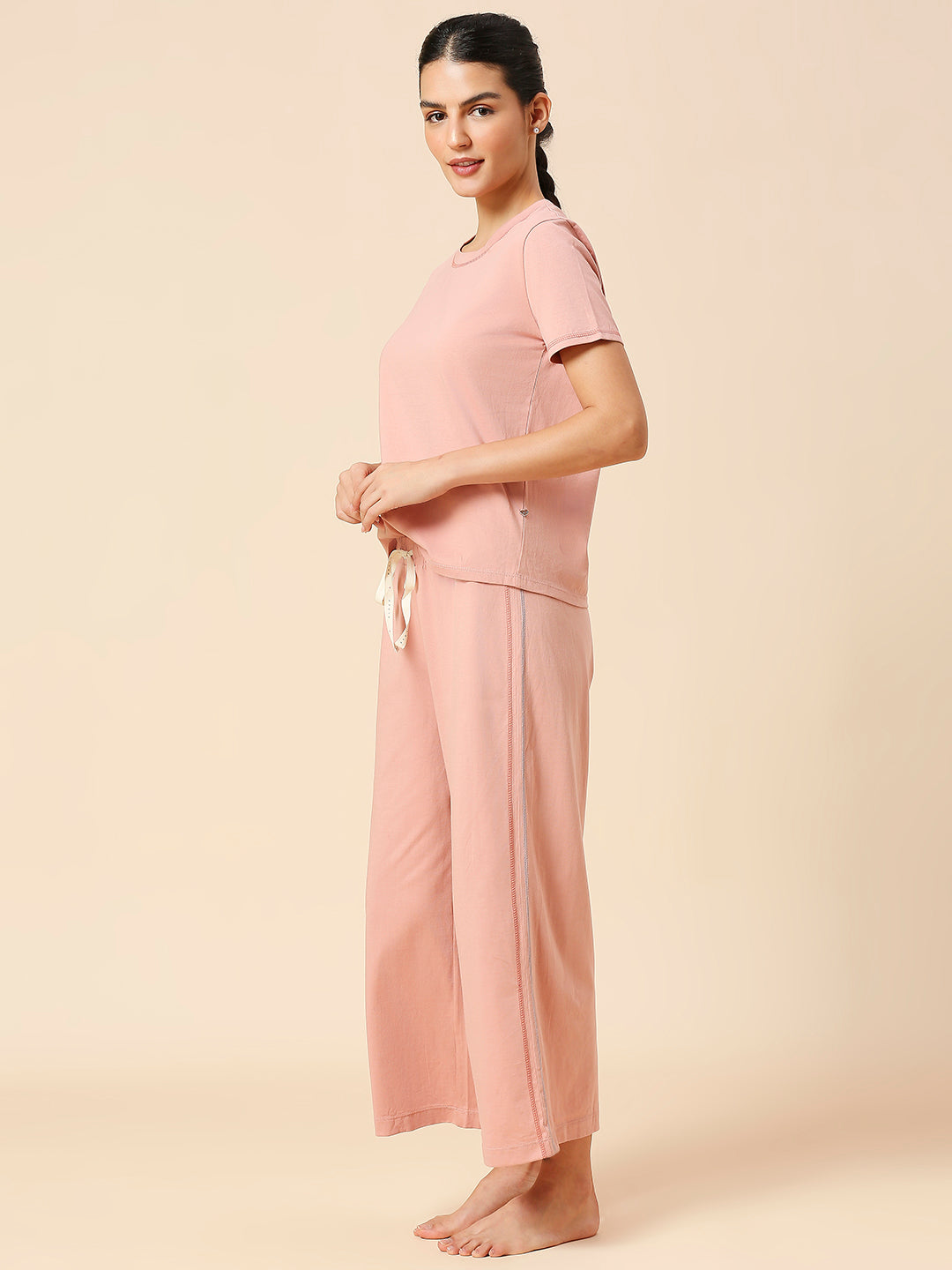COTTON JERSEY TEE & WIDE CROPPED LEG PJ SET