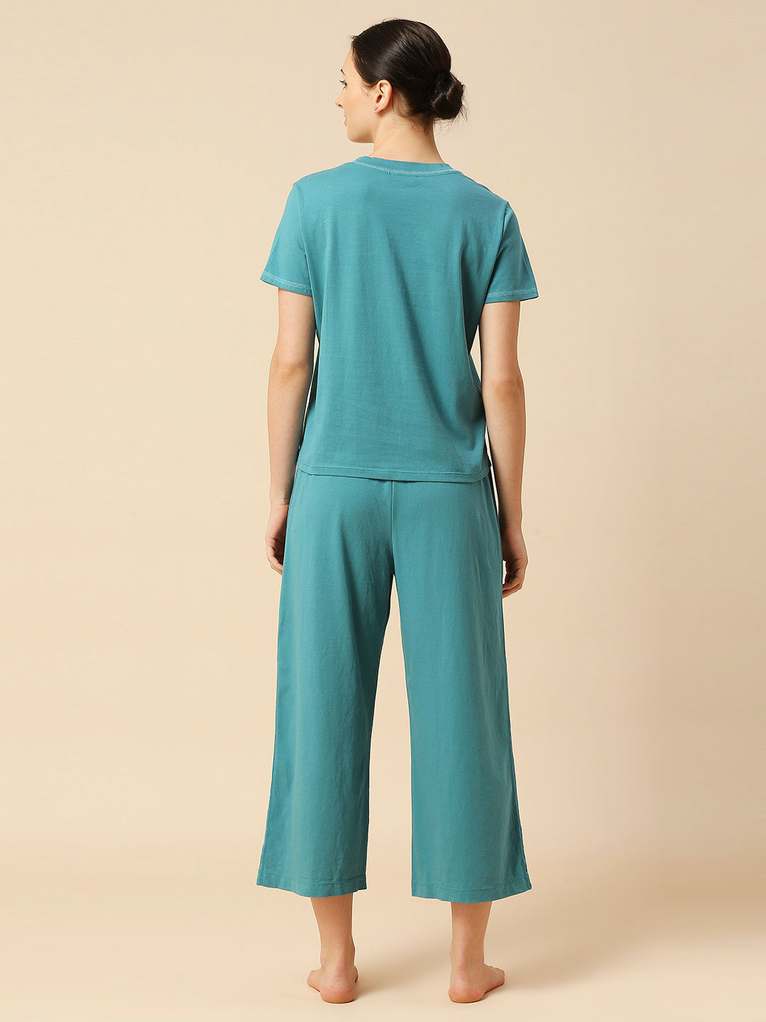 COTTON JERSEY TEE & WIDE CROPPED LEG PJ SET