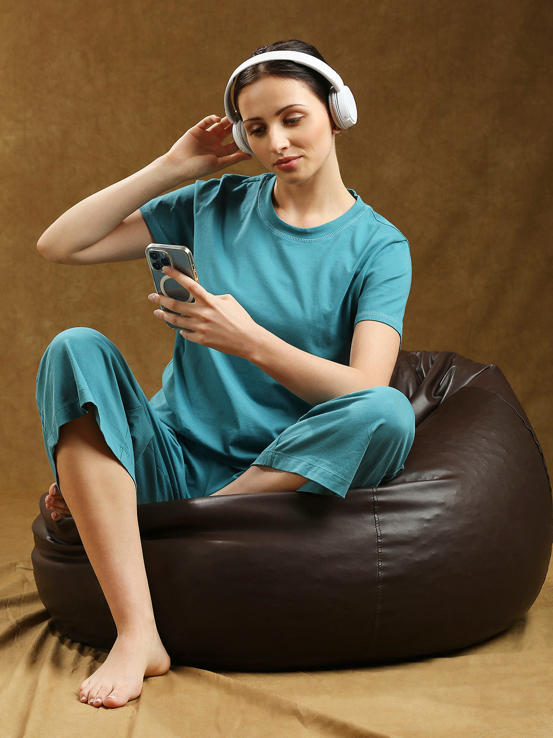 COTTON JERSEY TEE & WIDE CROPPED LEG PJ SET