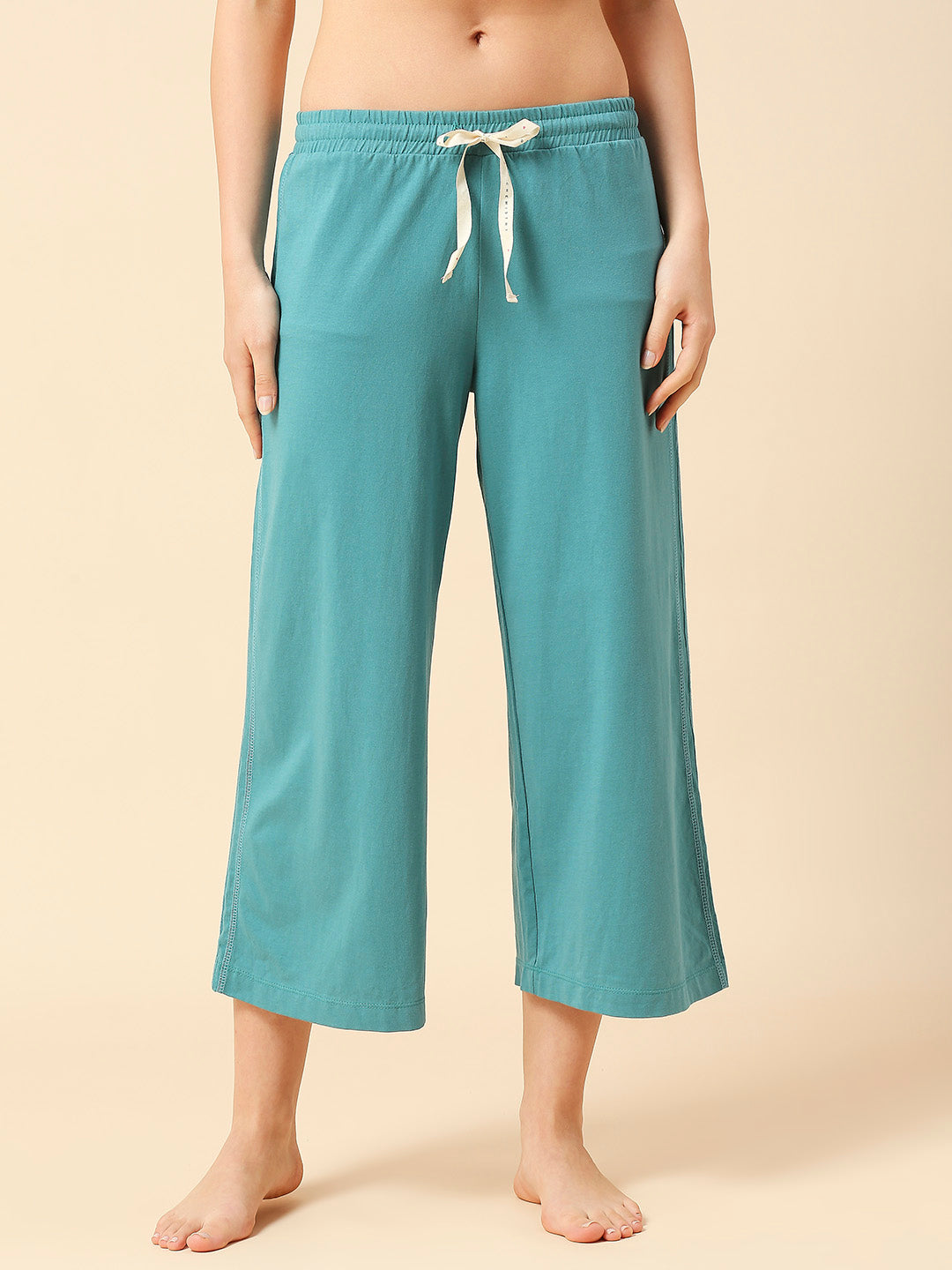 COTTON JERSEY TEE & WIDE CROPPED LEG PJ SET