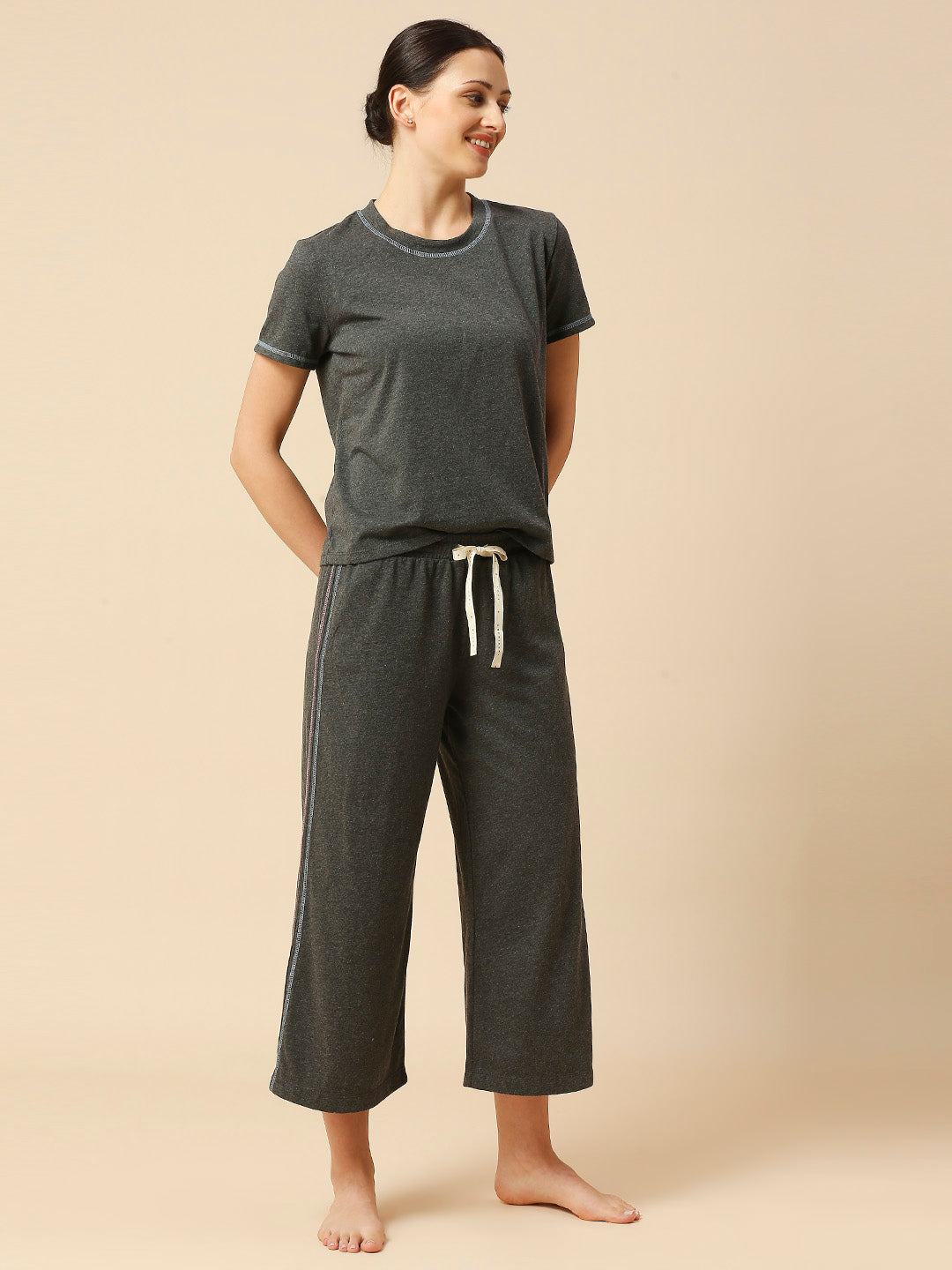 COTTON JERSEY TEE & WIDE CROPPED LEG PJ SET