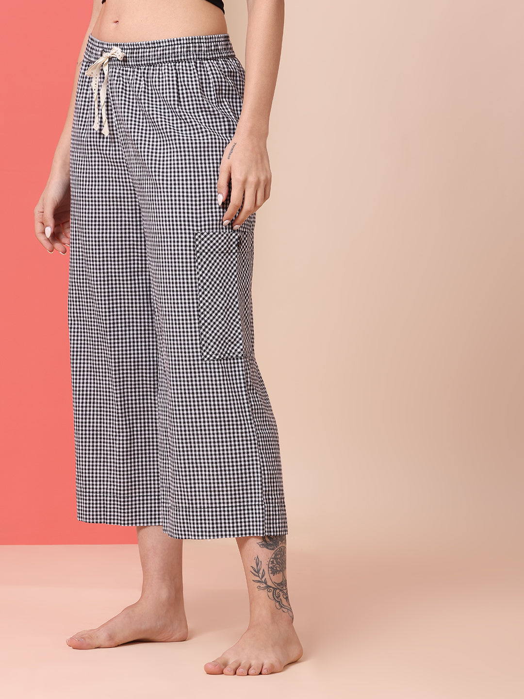 GINGHAM CHECKS CROPPED CARGO PJ'S