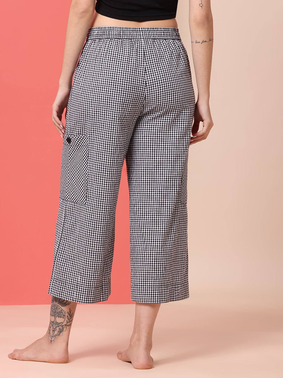 GINGHAM CHECKS CROPPED CARGO PJ'S