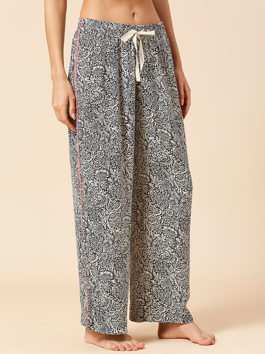 CRINKLE VISCOSE PRINTED PJ'S WITH RIC RAC DETAILING