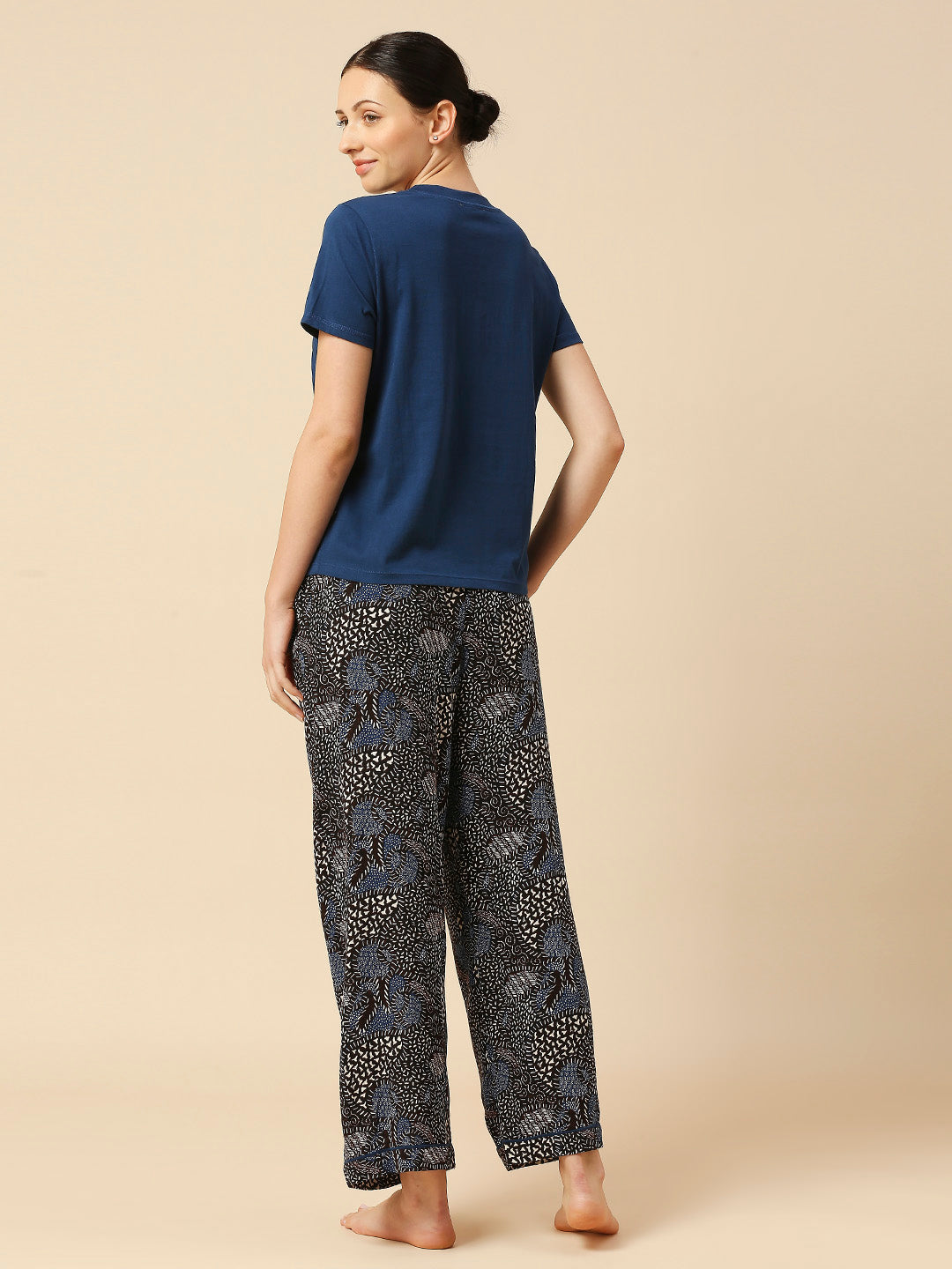 COTTON TEE & CRINKLE VISCOSE PJ'S NIGHTSUIT SET