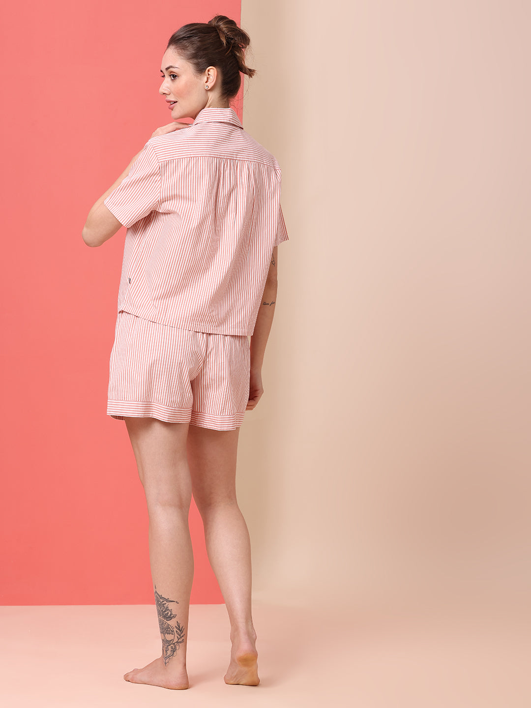 STRIPED POP OVER SHIRT & SHORTS SET