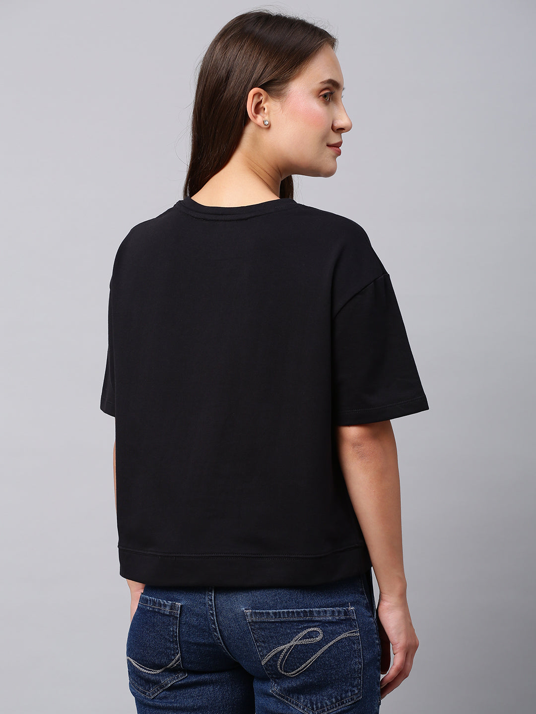 French Terry Drop Shoulder Sweatshirt With Embroidery