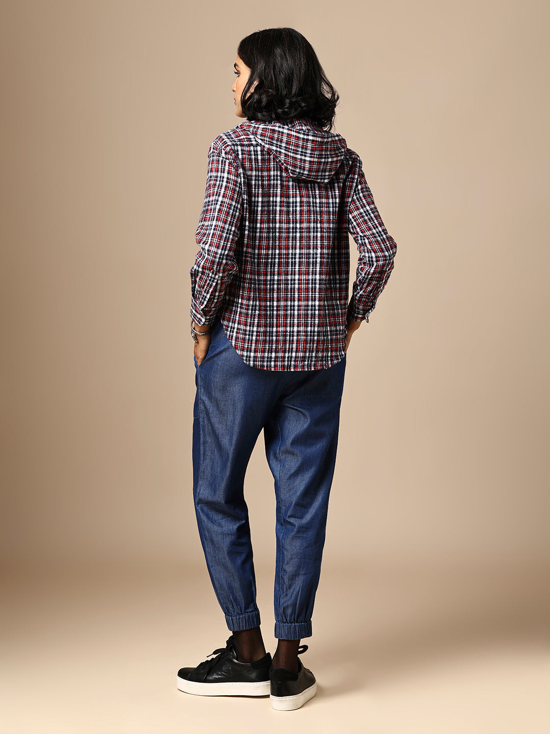 FLANNEL HOODED SHIRT & DENIM JOGGERS CO-ORD SET