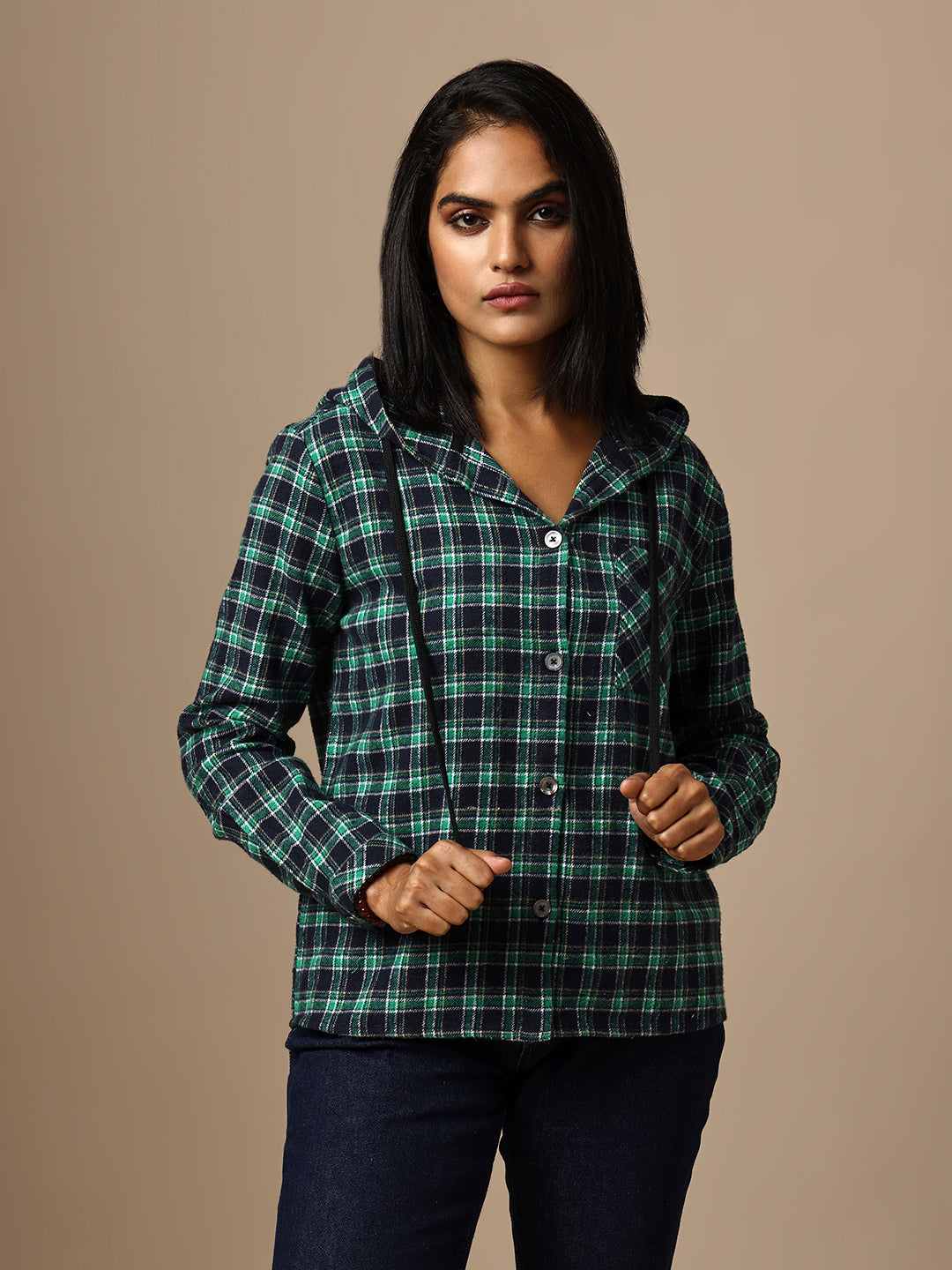 FLANNEL CHECKERED SHIRT W/ HOODIE