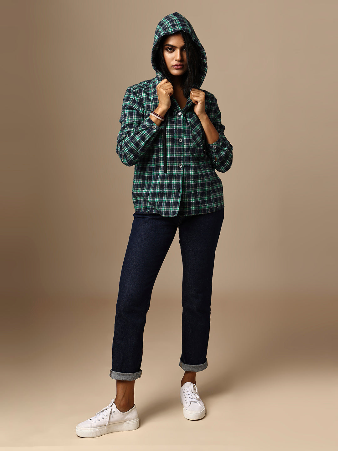 FLANNEL CHECKERED SHIRT W/ HOODIE