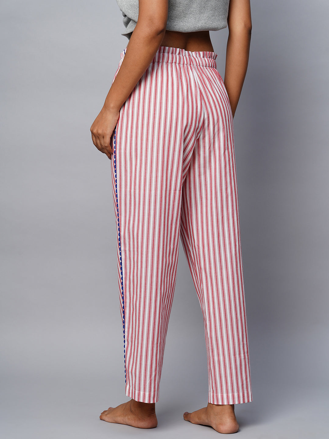 Striped Pj'S W/ Contrast Ric Rac Detailing