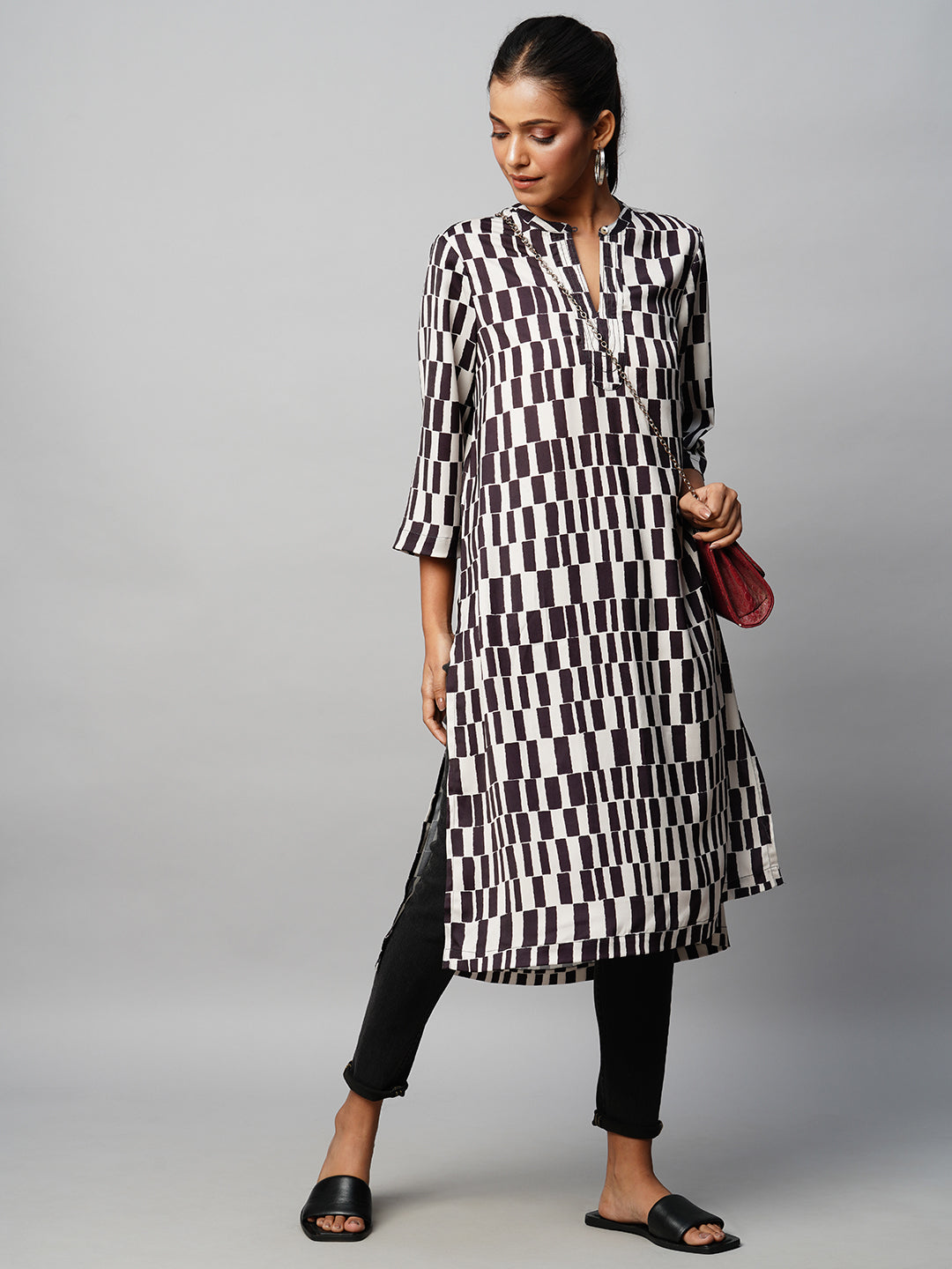 BARCODE PRINT ON SATIN KURTA