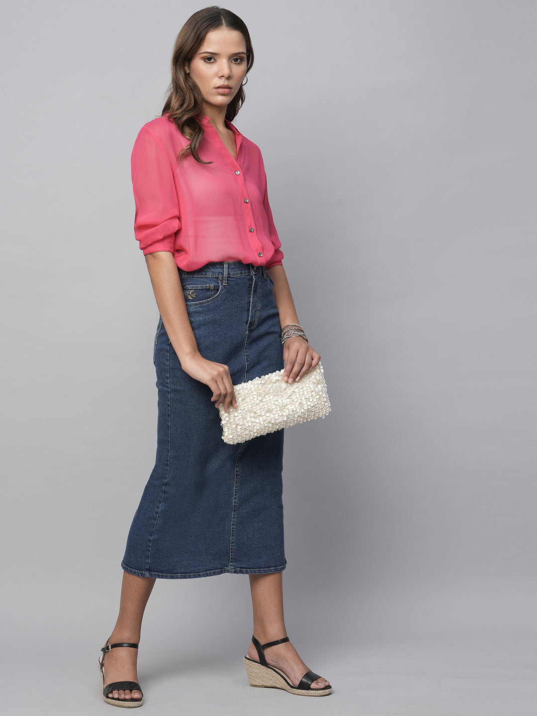 Viscose Georgette Longline Dress Up Shirt