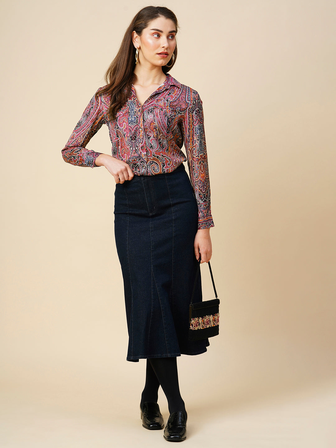 Paisley Printed Satin Shirt