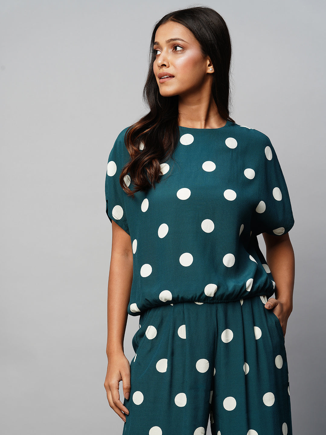 Viscose Crepe Drop Shoulder Elasticated Top