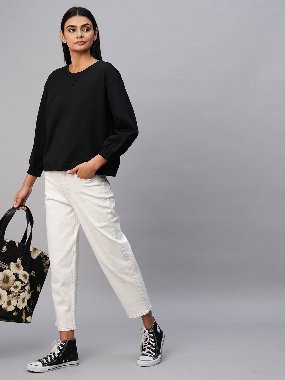 Knit Fleece Drop Shoulder Sweatshirt