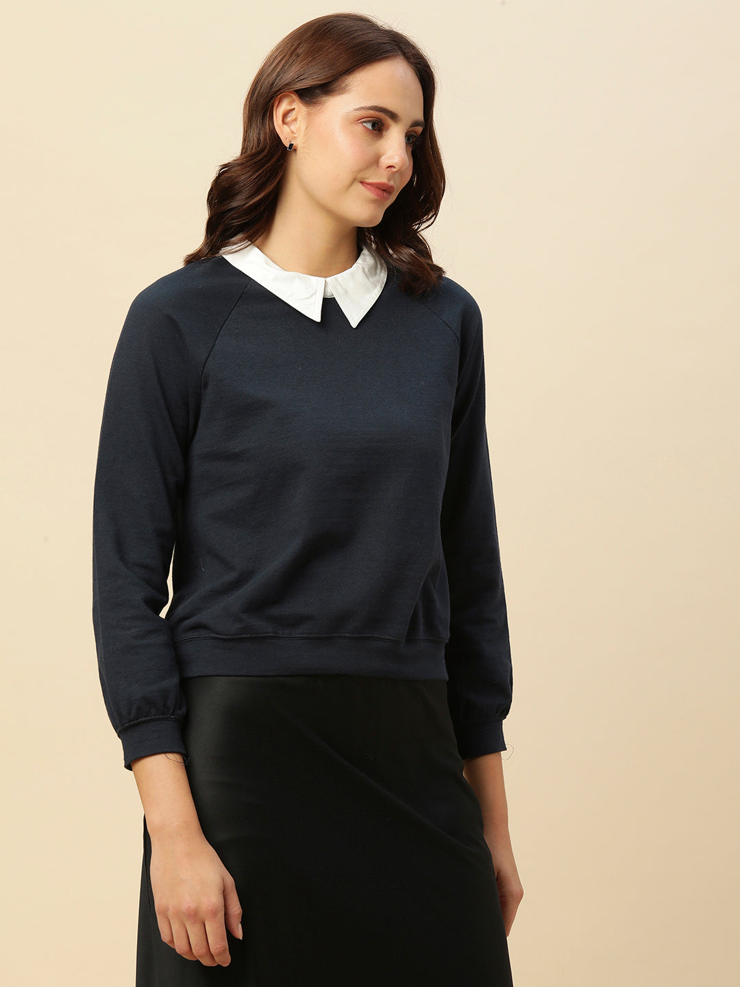 Collared Look French Terry Raglan Sweatshirt